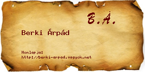 Berki Árpád névjegykártya